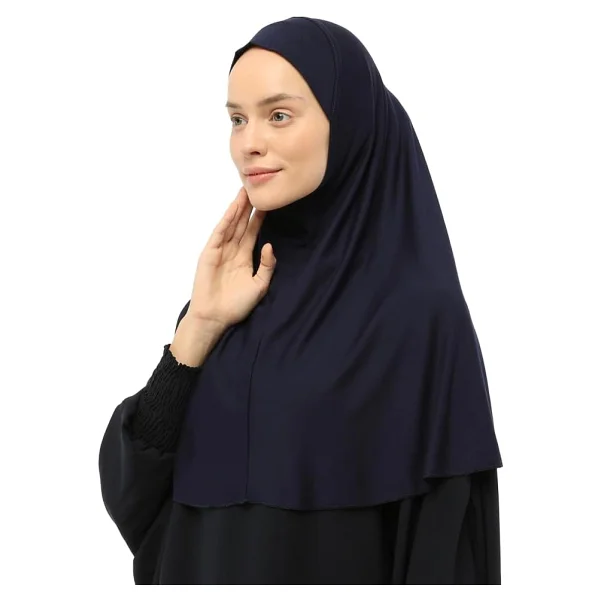 Altobeh Hazır Türban Peçeli Pratik Eşarp Tesettür Nikaplı Hijab - Namaz Örtüsü Sufle (XL), Lacivert - Görsel 6