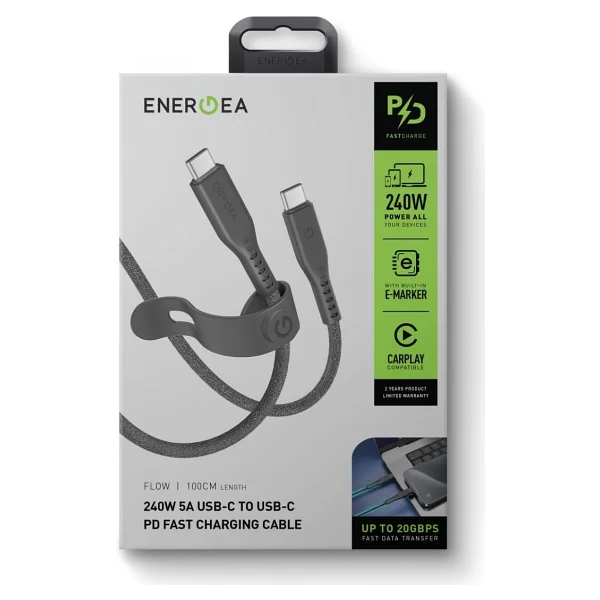 Energea Flow 2 m Type-C to Type-C Hızlı Şarj Kablosu - Görsel 7