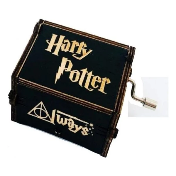 Harry Potter Manuel Çevirmeli Siyah Ahşap İşemeli Müzik Kutusu - Görsel 2