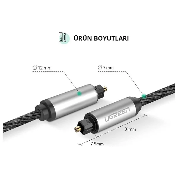 Ugreen 5.1 Dijital Toslink Optik Ses Kablosu 1.5 Metre - Görsel 7