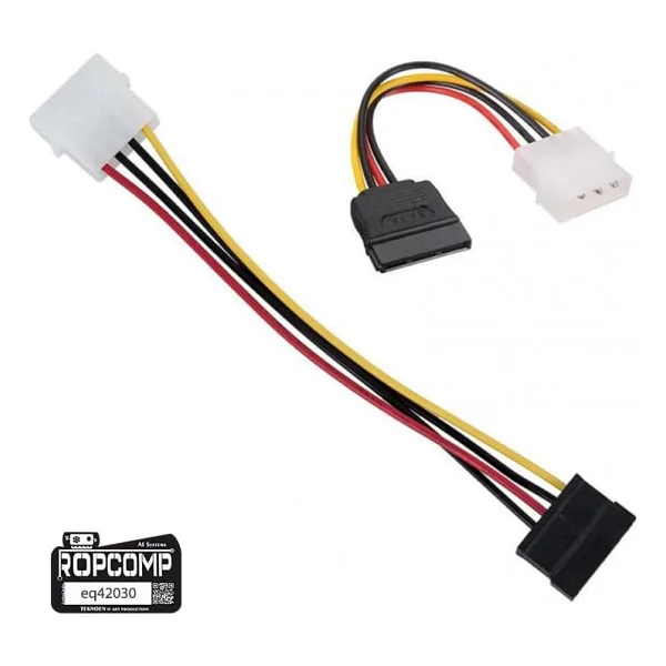 Ropcomp 4-Pin Molex Erkek - 15-Pin Sata Güç Dönüştürücü Kablo (20 Cm) - Görsel 3