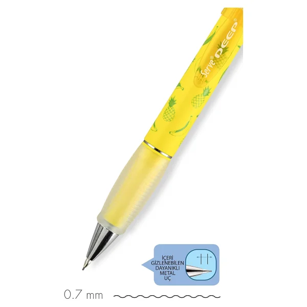 Serve Deep Meyve Temalı Ananas Muz Desenli Sarı 0.7 mm Versatil Uçlu Kalem - Görsel 3
