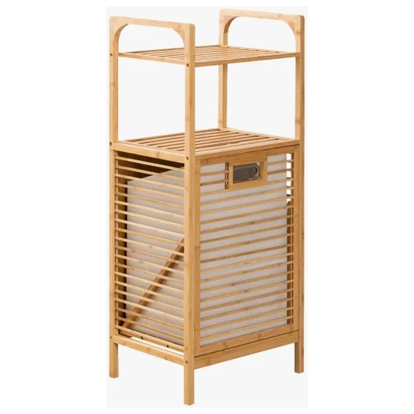Digithome Bambu Kirli Sepetli 2 Raflı Çok Amaçlı Banyo Düzenleyici Çamaşır Sepeti Organizer Db-0001 - Görsel 2