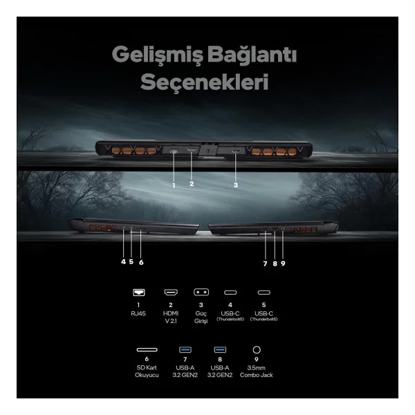 Game Garaj Slayer5 9XL-5090 C6 Ultra 9 275HX 32 GB 1 TB SSD RTX5090 17" WQXGA Gaming Laptop - Görsel 8