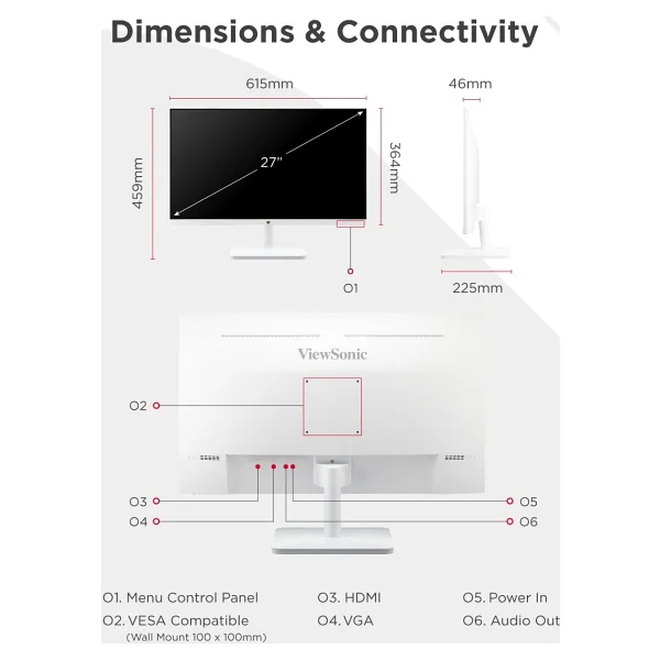 Viewsonic Va2732-H-W-2 27" 1 Ms Full HD Ips 100 Hz Monitör - Görsel 7