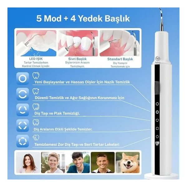 NPO T7 5 Modlu Ultrasonic Tartar Plak PET Diş Temizleme Cihazı - Görsel 6