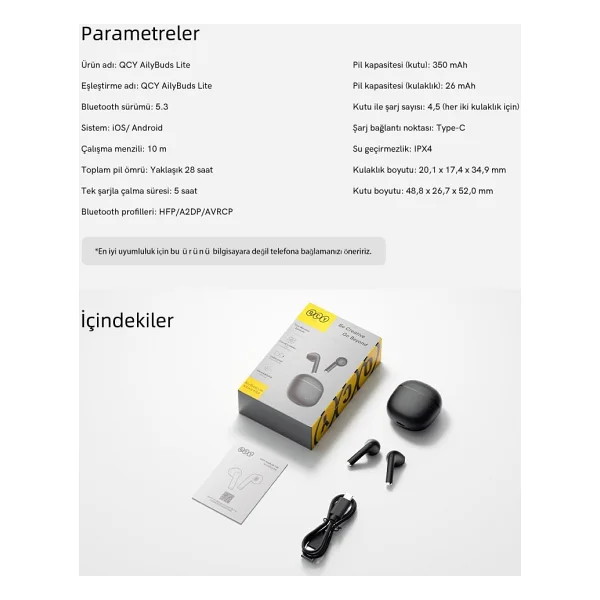 Qcy Ailybuds Lite TWS Kulak İçi Bluetooth Kulaklık - Görsel 8