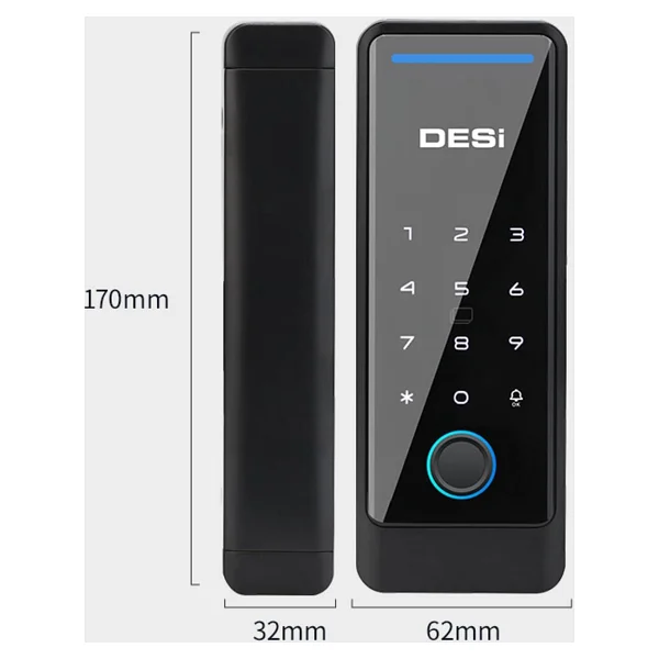 Desi QUiC Q006 Parmak İzli Akıllı Cam Kapı Kilidi - Görsel 5