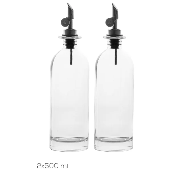 Porsima 3890-1 Gümüş Sızdırmaz Kapaklı Cam 2li Yağlık Sirkelik Yağdanlık Seti 500+500 ml - Görsel 4