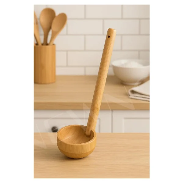 Doğal Bambu Kepçe 28 Cm - Sağlıklı, Dayanıklı, Çevre Dostu Mutfak Aracı - Çorba, Sos Ve Yemek Servisi İçin Ideal - Görsel 4