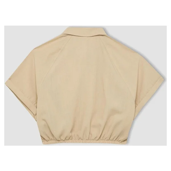 DeFacto Kız Çocuk Cropped Fit Pamuklu Kısa Kollu Gömlek - Görsel 8