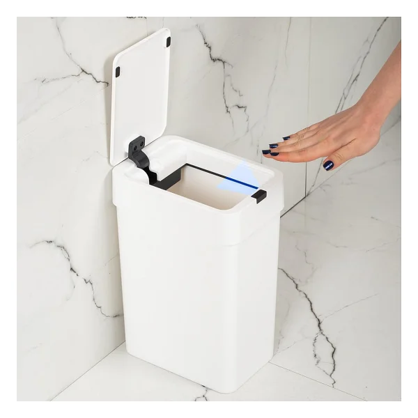 Porsima Me-06 Hareket Sensörlü 9lt Sessiz Banyo Mutfak Çöp Kovası Beyaz - Görsel 5