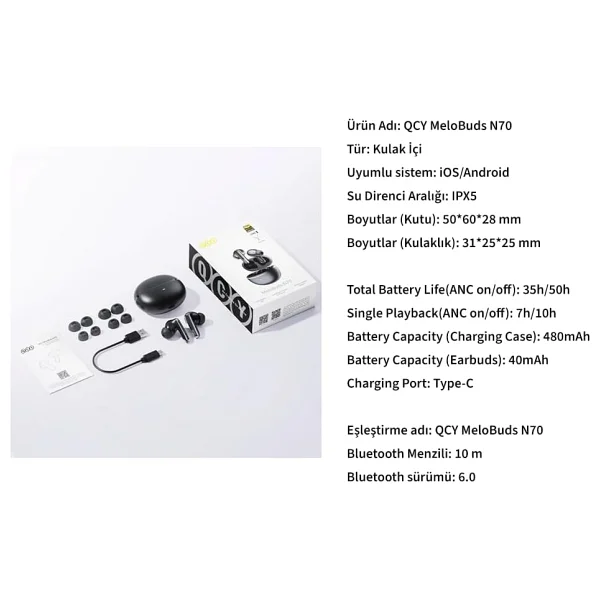 Qcy Melobuds N70 TWS Kulak İçi Bluetooth Kulaklık - Görsel 6