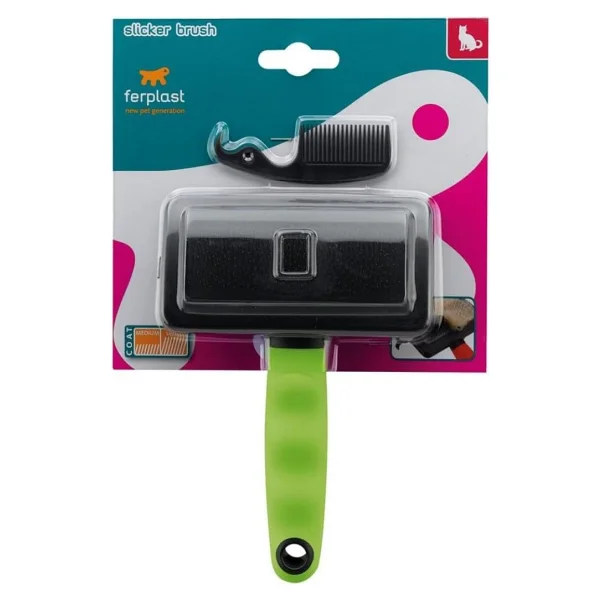 Ferplast GRO 5804 TEK TARAFLI KEDI FIRÇASI - L, Green - Görsel 2