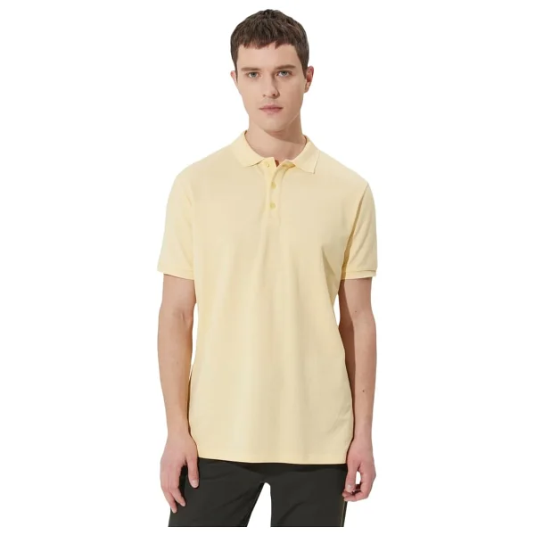 Altınyıldız Classıcs Slim Fit Dar Kesim Polo Yaka%100 Pamuk Kısa Kollu Tişört, Renk Sarı, Beden XL - Görsel 6