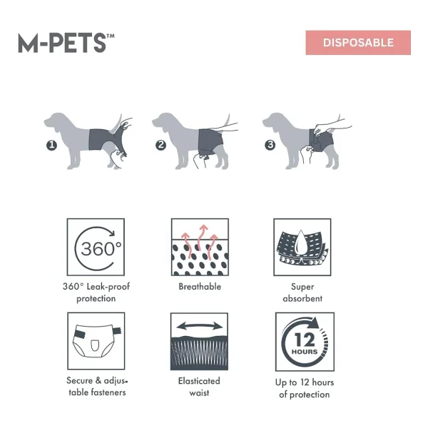 M-Pets M-Pets Diapers Dişi Köpekler Için Külot (S) 10lu - Görsel 6