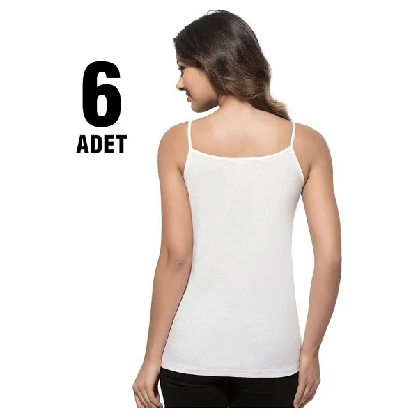Tutku İç Giyim Kadın Ribana İp Askılı Atlet 6 Lı Paket Beyaz XL - Görsel 2