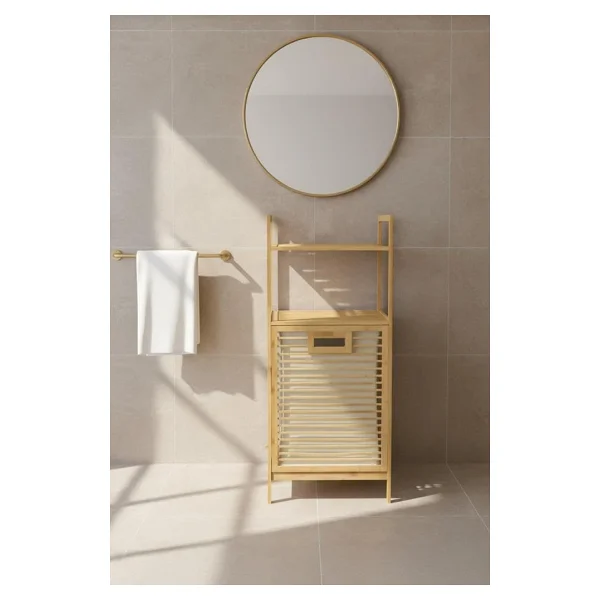 Digithome Bambu ECO-LITE BASIC Kirli Sepetli 2 Raflı Banyo Düzenleyici Çamaşır Sepeti DB-0031 - Görsel 4