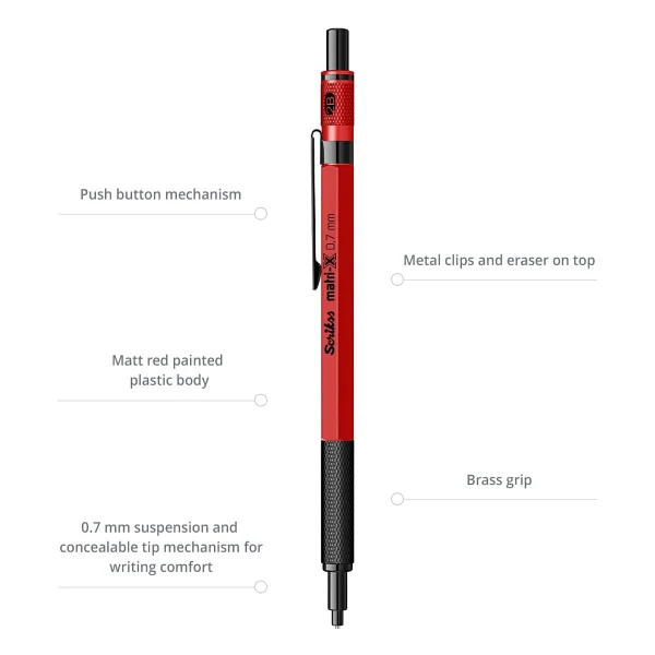 Scrikss Matri-X Kırmızı 0.7 Mm Versatil Uçlu Kalem - Görsel 6