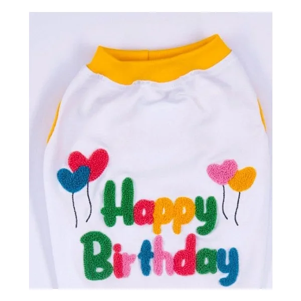 Happy Birthday Kedi Köpek Tişörtü - Kedi Köpek Kıyafeti - Görsel 7