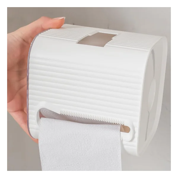 Porsima Yapışkanlı Banyo Tuvalet Kağıtlığı Wc Peçetelik Kağıtlık Tutucu Tuvalet Kağıt Organizeri (Beyaz) - Görsel 5