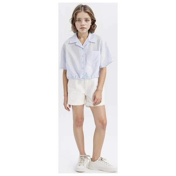 DeFacto Kız Çocuk Cropped Fit Kısa Kollu Gömlek D7641a825sm - Görsel 2