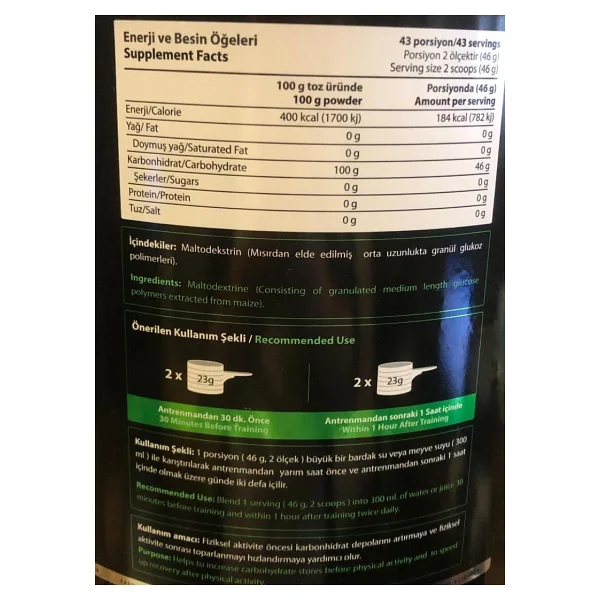 Hardline Nutrition Carbopure Karbonhidrat Tozu 2000 Gr - Görsel 8