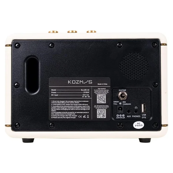 Kozmos Blaze-30cr Krem Bluetooth Hoparlör Ve Elektro Gitar Amfisi - Görsel 4