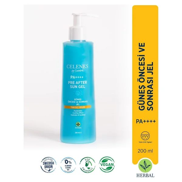 Celenes By Sweden Herbal Güneş Öncesi Ve Sonrası Jel 200 Ml - Görsel 2