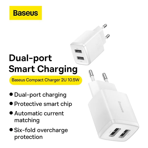 Baseus Compact 10.5 W Hızlı Şarj Adaptörü - Görsel 5