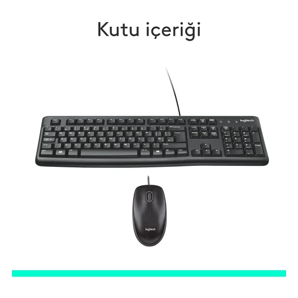Logitech MK120 Türkçe Kablolu USB Standart Siyah Q Klavye+Mouse - Görsel 5
