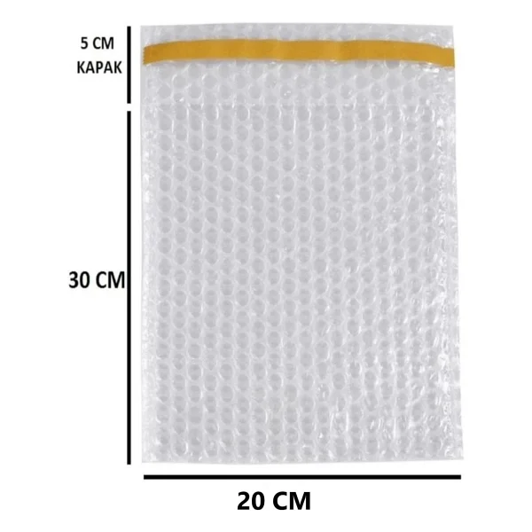 Balonlu Patpat Torba, Bantlı Baloncuklu Torba-Zarf 20cm (En) X 30cm(Boy)+5cm(Kapak) 100 Adet - Görsel 2