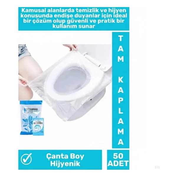 Tek Kullanımlık Klozet Kaplama Örtüsü - Hijyenik Taşınabilir Tuvalet Kapağı Koruyucu, Seyahat Ve Kamusal Alanlar İçin, İnce Ve Dayanıklı - 50 Adet - Görsel 4