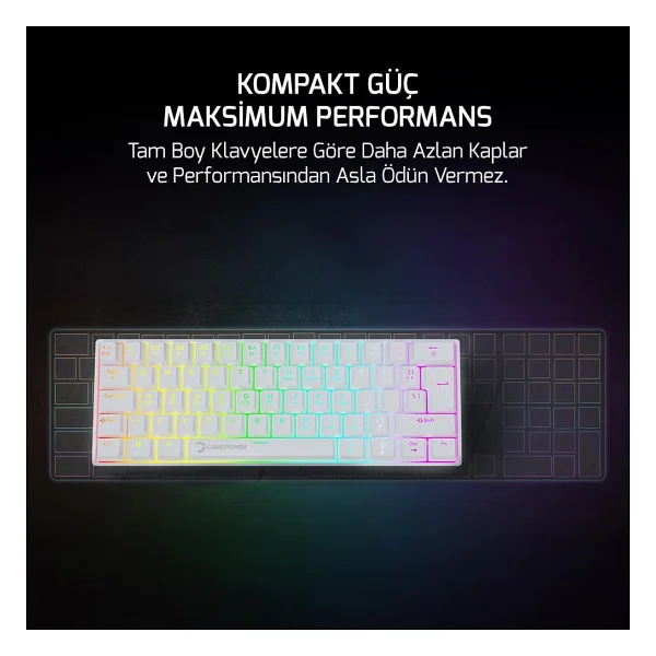 Gamepower Lyra 60m Beyaz RGB Tkl Red Switch Kablolu Mekanik Oyuncu Klavyesi - Görsel 4
