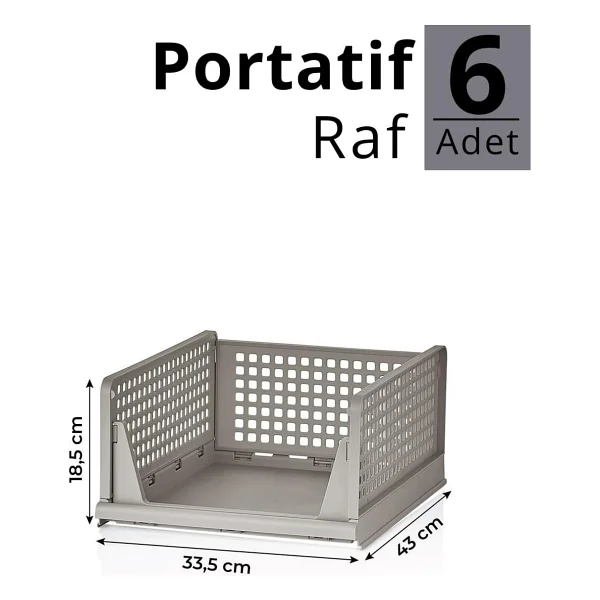 Mithra Life 6 Bölmeli Kayar Raf Organizer Dolap İçi Kıyafet Aksesuar Düzenleyici Bej 45x35 Cm Mıt1260 - Görsel 5