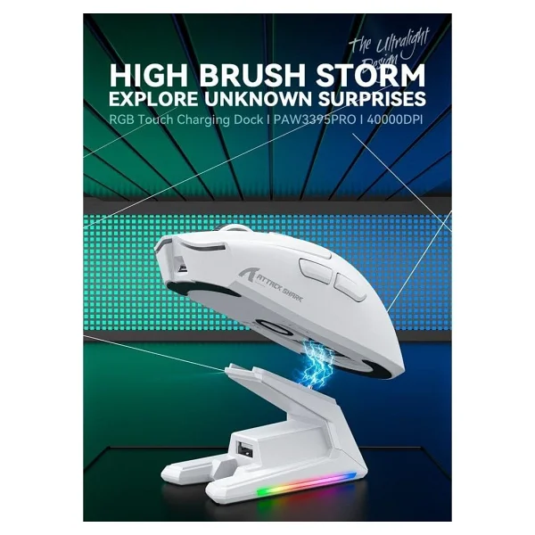 Attack Shark X1 Beyaz Şarj İstasyonlu Kablosuz Oyuncu Mouse - Görsel 7