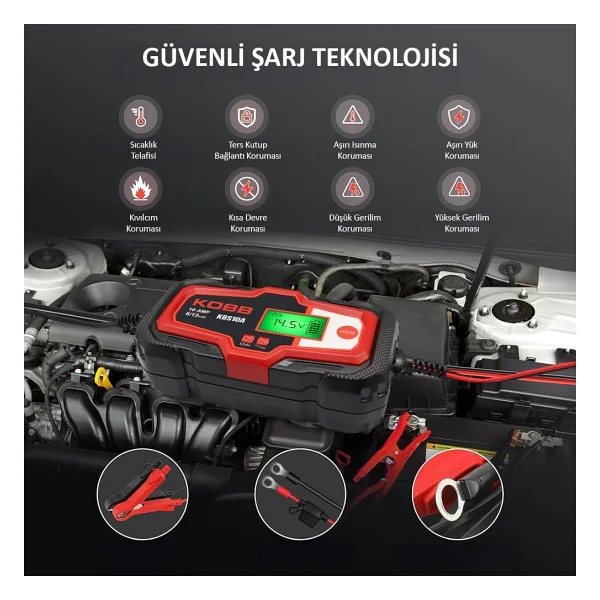 Kobb Kbs10a 6-12 V 200 A Dijital Akü Şarj Cihazı - Görsel 7