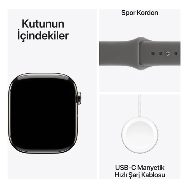 Apple Watch Series 11 GPS + Cellular 46mm Natürel Titanyum Kasa Ve Taş Grisi Spor Kordon Akıllı Saat - Görsel 6