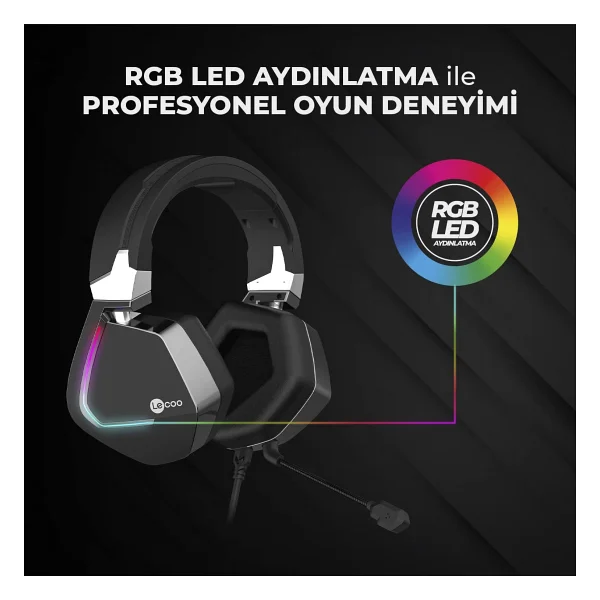 Lenovo Lecoo Ht402 RGB 7.1 USB Kablolu Kulak Üstü Oyuncu Kulaklığı - Görsel 2