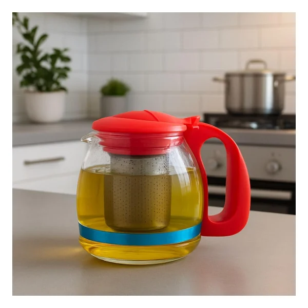 Paçi Renkli Süzgeçli 700 Ml Cam Demlik - Görsel 2