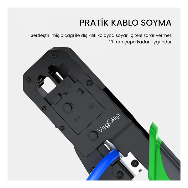 Veggieg Rj45 Ethernet Rj11 Telefon Soket Jack Sıkma Pensesi - Görsel 3