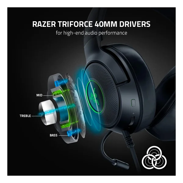 Razer Kraken V3 X Rz04-03750300-R3m1 RGB 7.1 USB Kablolu Kulak Üstü Oyuncu Kulaklığı - Görsel 3