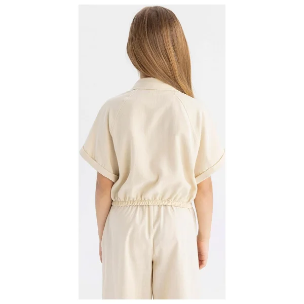DeFacto Kız Çocuk Cropped Fit Pamuklu Kısa Kollu Gömlek - Görsel 5
