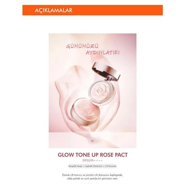 Missha Glow Tone Up Rose Pact Ton Eşitşeyici Spf 50 Pa++Krem Kapatıcı - Görsel 2