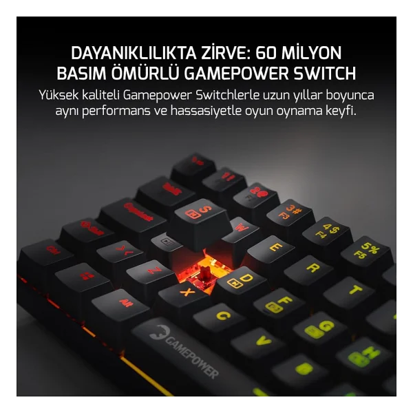 Gamepower Lyra 60m RGB Tkl Red Switch Kablolu Mekanik Oyuncu Klavyesi - Görsel 7
