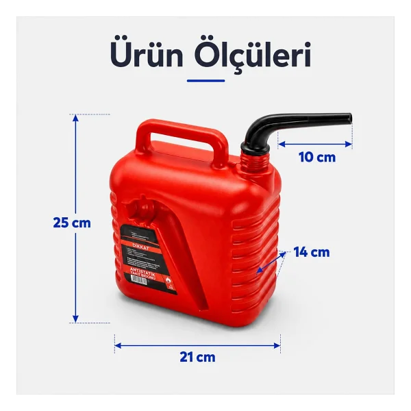 Badem10 Boşaltma Borulu Plastik Antistatik Benzin Bidonu 5 Litre Akaryakıt Mazot Taşıma Doldurma Depolama - Görsel 4