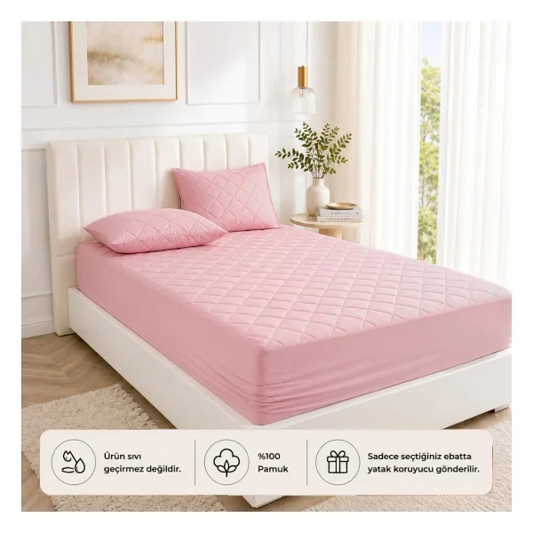 FORMEYA Yatak Koruyucu Alez Kapitone Gri Renk%100 Pamuk Fitted Alez Çarşaf 180 X 200 - Görsel 7