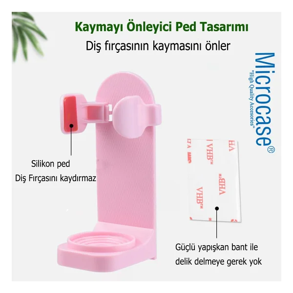 Microcase Yapışkanlı Duvara Monte Şarjlı Diş Fırçası Tutucu Stand - MAVİ AL4802 - Görsel 8