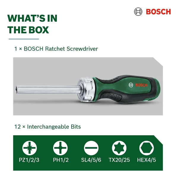 Bosch 1600a02bx2 12 Parça Cırcırlı Tornavida Seti - Görsel 8