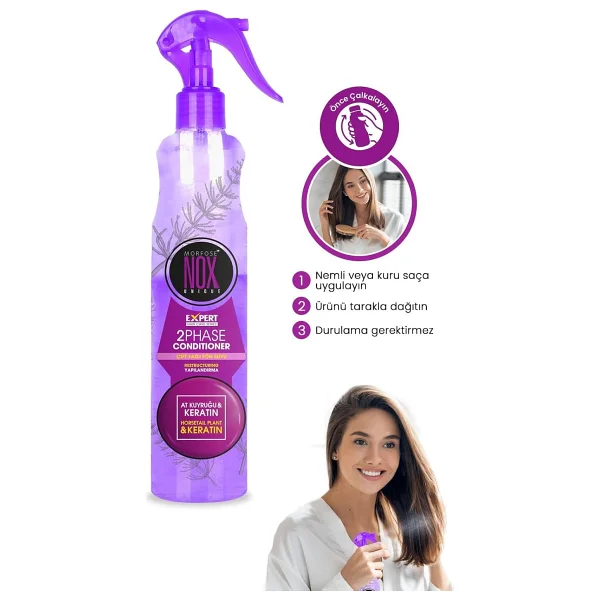 Morfose Nox At Kuyruğu & Keratin Çift Fazlı 400 Ml Fön Suyu - Görsel 3